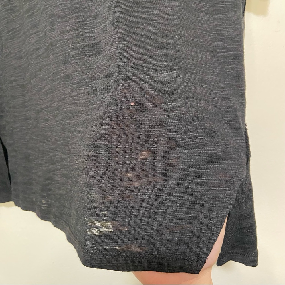 We the Free by Free People Black Burnout V-Neck Cutout Short Sleeve T-Shirt - Picture 6 of 6